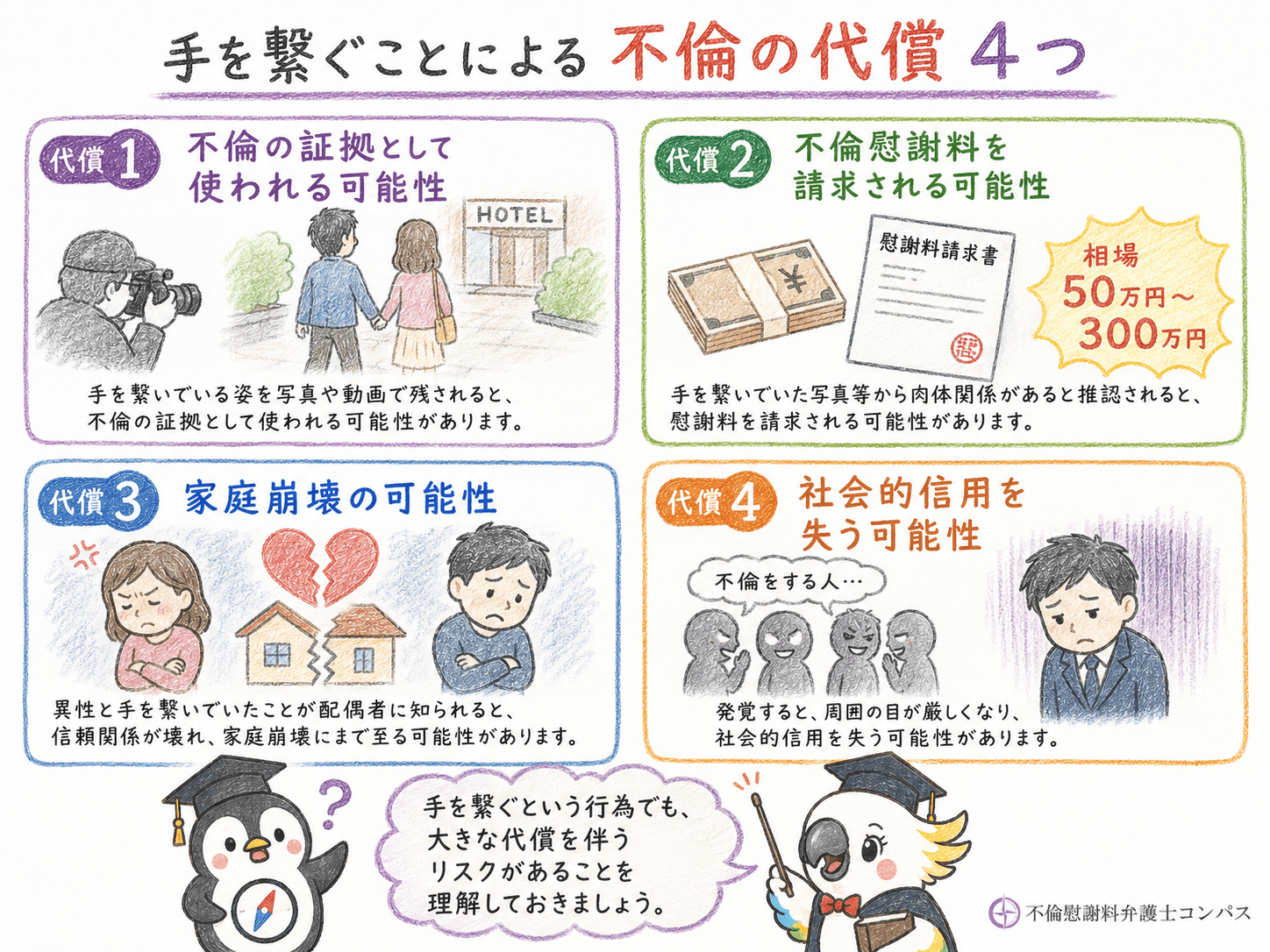 ６章　手を繋ぐことによる不倫の代償４つ